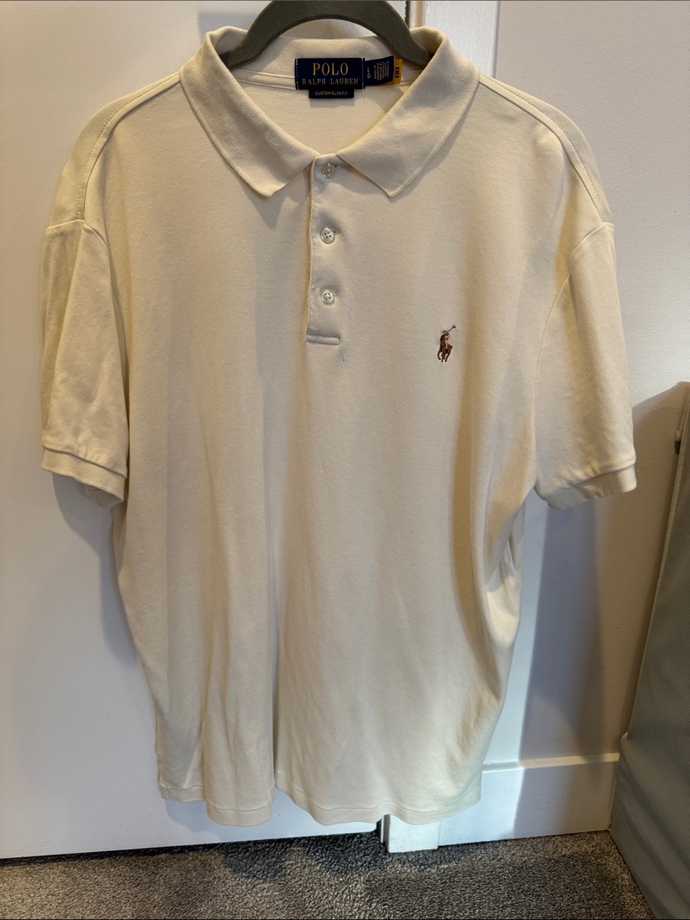 Polo by Ralph Lauren Cream Polo Shirt with Embroidered Pony